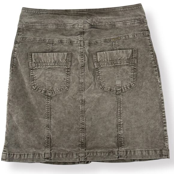 Prana Merrigan Corduroy Skirt Womens Size 8 Washed Brown Button Front Pockets - Picture 3 of 5